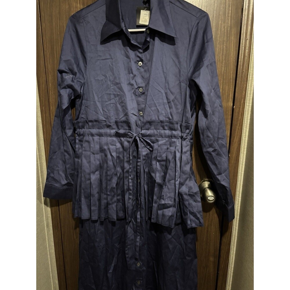 Bianco & Nero Pleated Accent Shirt Dress in Indigo, 40 (US Size 8) MSRP $278.00 - Picture 3 of 6